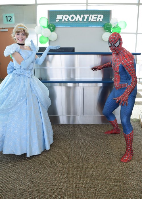 Cindarella and Spider-Man flank the new Frontier Gate Counter