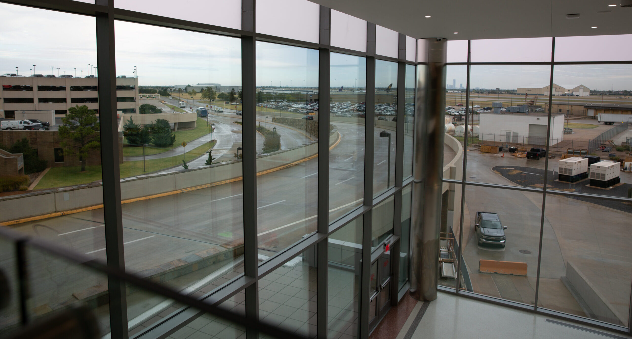 View through the windows at the airport